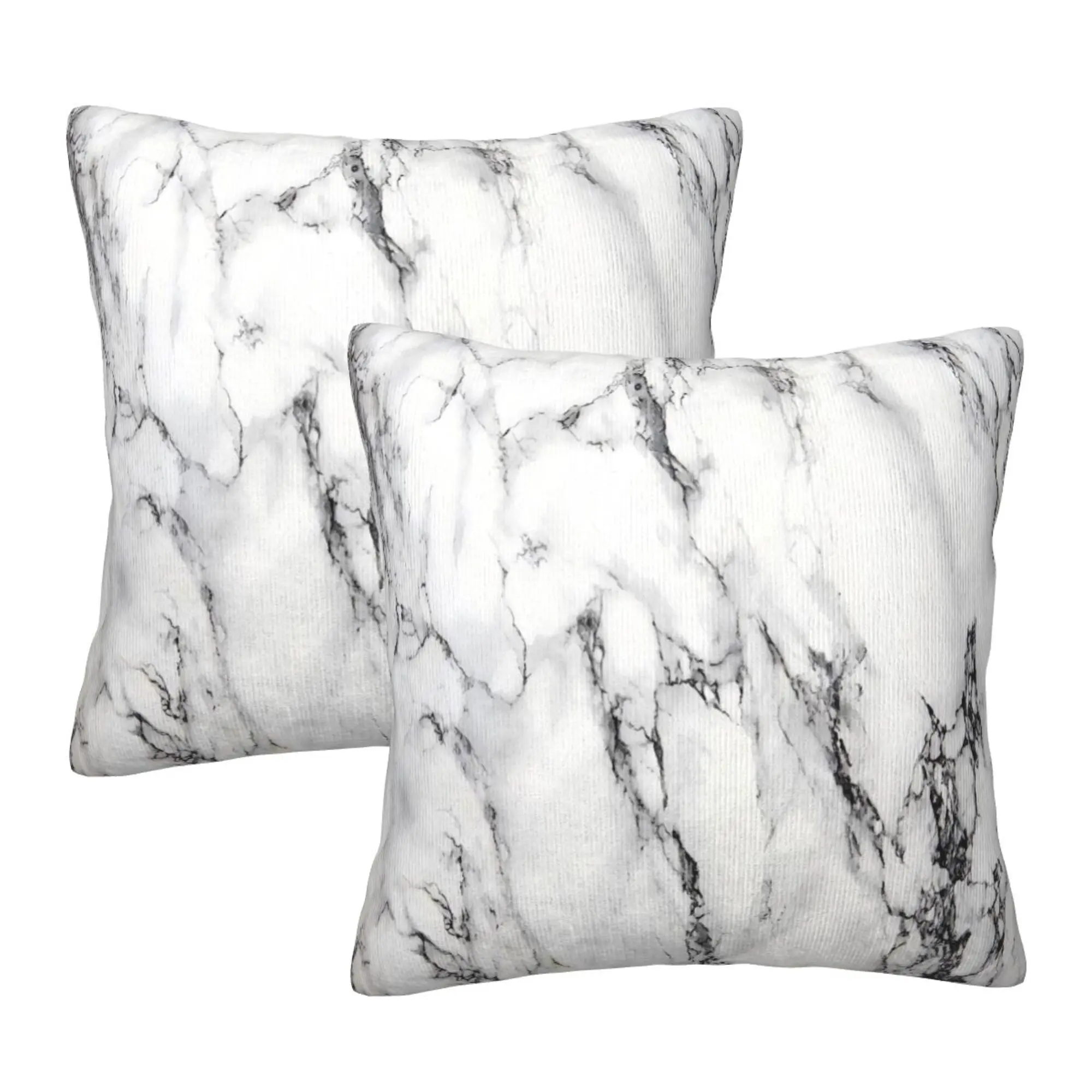 Black and White Marble Art Print Cloth Throw Pillow Covers, 18"x18" Set of 2 Modern Cushion Cases for Couch, Sofa, Bedroom Home Decor, Art Print Cushion Covers, Cloth Cushion Covers