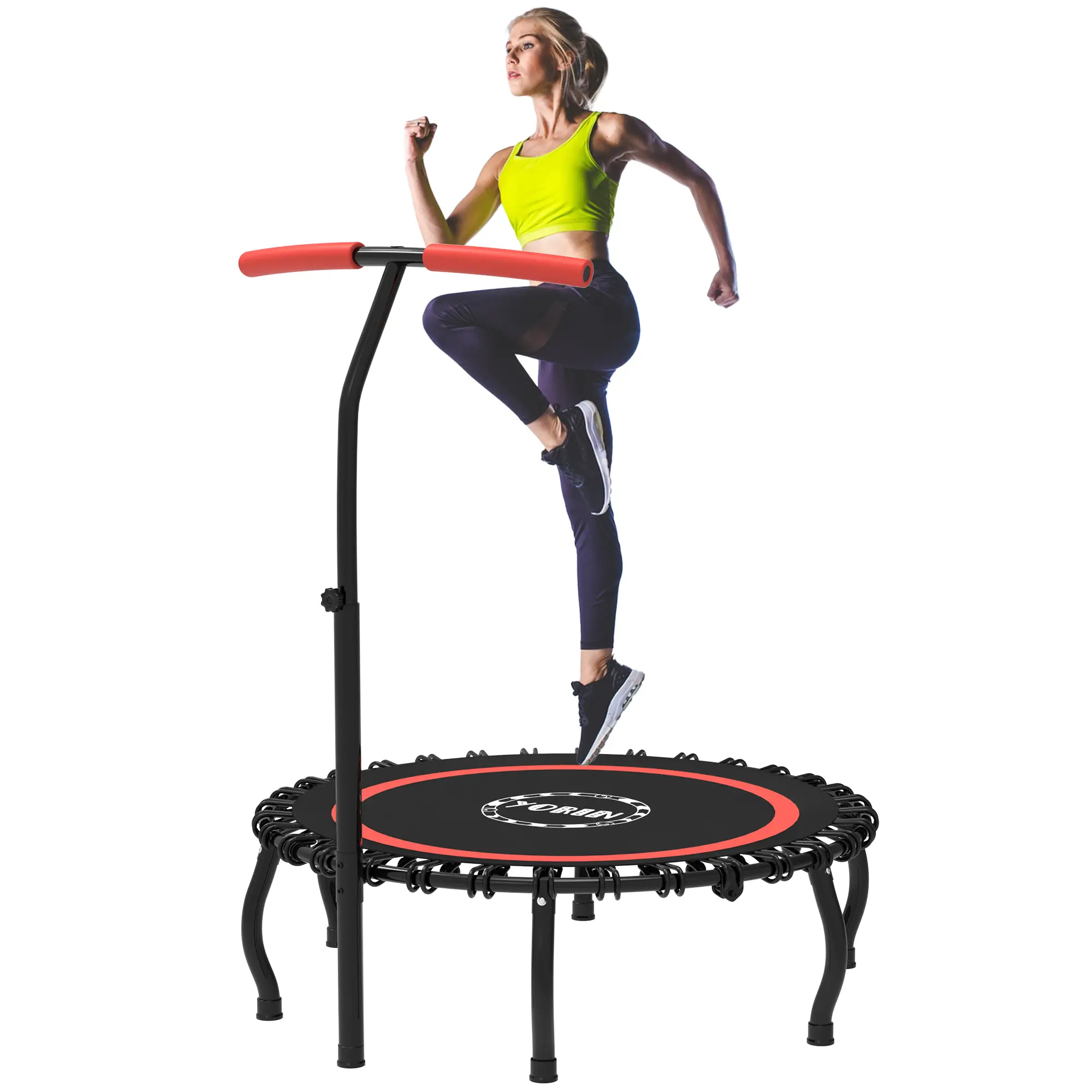 YORIN Adult Springless Trampoline - 40"-50" Foldable Mini Round Jumping Bouncer, 3 Adjustable Heights, Stable Quiet Indoor Home Equipment for Stable and Secure Workout Experience, Trampoline Jumping Bouncer, Workout Equipment, Home Workout