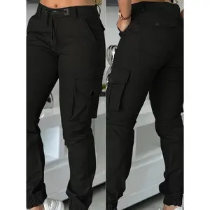 Autumn Winter New High Waist Slimming Women's Casual Fashion Military Pants, Long Cargo Workwear Trousers for Ladies