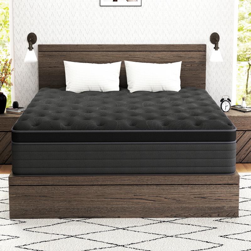 queen size mattress 12/14-Inch Spring Mattress Medium firmness, ergonomic design, hybrid memory foam spring mattress with pocketed coils, comfortable and durable, available in multiple sizes, high-quality new compressed boxed mattress colchones para cama