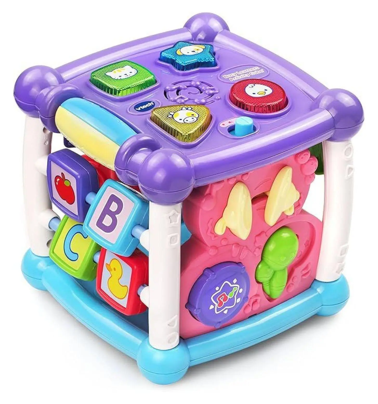 Plastic Activity Cube for Toddlers (18+ Months) - Busy Learners Educational Toy with Musical Shapes, Buttons - Early Development, Fine Motor Skills - 1.5 lbs, 7.5x7.5x7.5 Inches Purple - Ideal for Holidays, Birthdays
