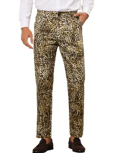 INSPIRE CHIC Zebra Dress Pants for Men's Regular Fit Party Animal Printed Trousers