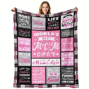 Best Mom Ever Flannel Throw Blanket - 280GSM, Pink & Black Checkered, All-Season Cozy Blanket with Inspirational Messages, Mother’s Day Gift From Daughter, Heartfelt Gift for Mom, Perfect for Birthday, Christmas