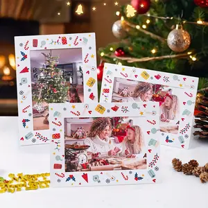 Perfect Christmas Holiday Party Paper Photo Frame, Holds 4x6 Inch Photos, Festive Decoration, Ideal Gift for Family Gatherings