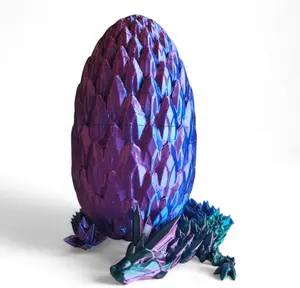 PowerTRC 3D Printed Crystal Dragon with Egg (Tri-Color Red Green Blue) – Flexible 3D Printed Set, Includes 12 Inch Dragon and 6 Inch Egg, Gift Bag Filler, Desk Decoration, Party Favor