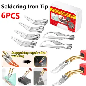 Multifunctional Welding Tool Kit, Plastic Welder, 4 Smoothing Blades + 2 Cutting Heads, Durable Bendable Hot Iron Tips for Plastic Welding & Repair