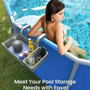 Pool Side Hanging Storage Basket with Hooks, Waterproof & Rust-proof Pool Storage Basket, Outdoor Organizer for Beverages, Towels, Toys, Poolside Storage Baskets