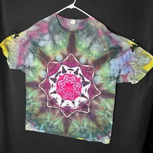 SIZE 2X Handmade Ice Tie Dye Mandala Tshirt 100% Cotton