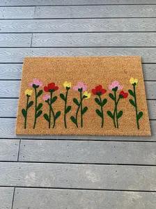 Colorful Wildflower Doormat | Cute Floral Front Doormat | Spring Welcome Mat | Outdoor Spring Porch Decor | Customizable Housewarming Gifts