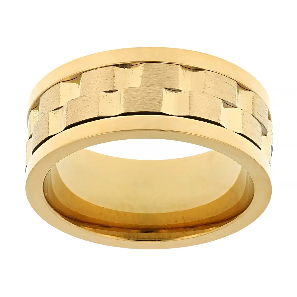JTV 18K Yellow Gold Over Stainless Steel Spinner Band Ring