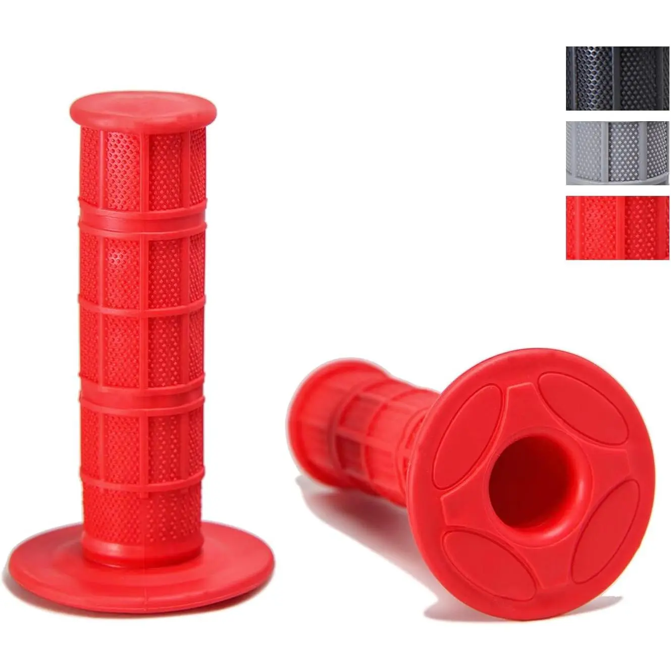Motorcycle Hand Grips - 120mm Soft Rubber Waffle-Pattern Non-Slip Grip for 7/8" Handlebars, Tool-Free Install Motor Parts Accessories for Motorbike Dirt Bike, Compatible with CRF, YZF, XR50/100, Kx65/85/250, Ltz400, Suzuki