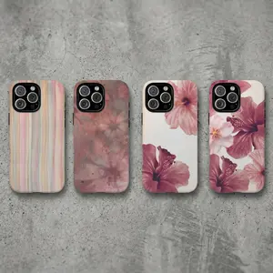 Pink Hibiscus Tropical Botanical Aesthetic Cover Phonecase for Iphone 17,16,15,14,13,12,11 and Samsung s23 - 26, Summer Floral phonecase gift