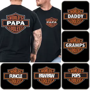 World’S Coolest Papaw Father Motorcycle Inspired Graphic Tee, Funny Motorcyclist Custom Nickname 2 Sides Shirt, Vintage Fathers Day Gift For Dad, Grandfather, Biker Grandpa, Gift For Grandfather, Papa Motorcyclist, Pop Top Tee