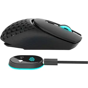 with Tri-Mode (/2.4G/Wired), Lightweight  with   Dock, Honeycomb Shell, RGB Lighting, Rechargeable - Compatible with Laptop/PC//Tablet (Black)