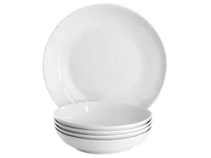 Gibson Home Great Essentials 5 Piece Fine Ceramic Serving Bowl and Pasta Bowl Set in White