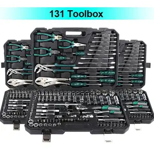 131 pcs household tool set portable complete basic repair men's and women's hand tool set - complete tool set including socket wrench set and screwdriver set, metric hex wrench and pliers, and toolbox