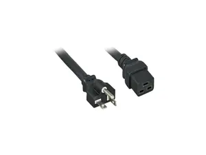 Nippon Labs 12 AWG AC Power Cord NEMA 5-20P To C19,  SJT, 20A/250V, NEMA 5-20P to IEC-60320-C19, Black 3ft. Power Cable