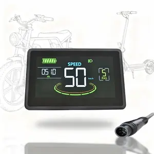 H6c 6pin Wired Waterproof LCD Display, Ebike Accessories, Ip65 Waterproof, Suitable for Electric Bicycles and Scooters, Uart 2 Protocol