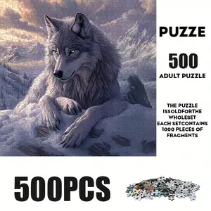 500 Piece Wolf Theme Puzzle, Large Adult Family Interactive Toy, DIY Home Decor Brain Challenge, Holiday Scene, Perfect Gift