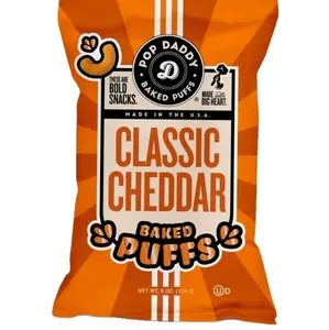 2 Pack - Snack Pop Daddy Classic Cheddar Baked Puffs Crispy- Bold Snacks Made in the U.S.A. - Perfect for Snacking - American-Made, Bold Flavor, Ideal for On-the-Go Snacking