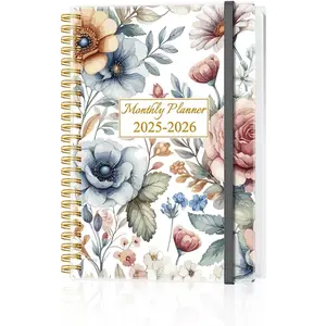 Monthly Planner 2025-2026 - Monthly Calendar from October 2025 to December 2026, 2025-2026 Planner with Inner Pocket, Elastic Band, 5.8" x 8.5", Colorful Large Flower