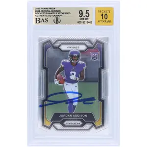 Jordan Addison Minnesota Vikings Autographed 2023 Panini Prizm #368 Beckett Fanatics Witnessed Authenticated 9.5/10 Rookie Card - Fanatics Authentic Certified