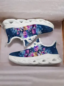 Christmas Series Ice Theme K-Pop Hunter Girl Group Kids Lightweight Comfortable Blue Glow Sports Shoes, Casual Textile Sneakers