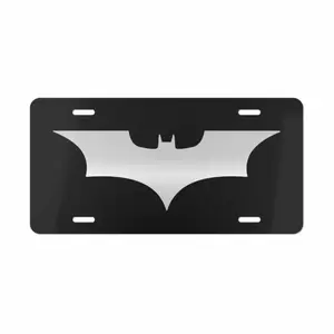 Bat DaSrk Kn1ight Aluminum License Plate Front Car Tag - Sleek Black and Silver Bat Auto Accessory for Men - Durable Metal Decorative Vanity Plate for Truck or Car -V