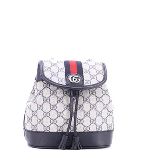 Pre-owned GUCCI Canvas Coated Backpacks Ophidia Flap Backpack GG Coated Canvas Mini by Rebag