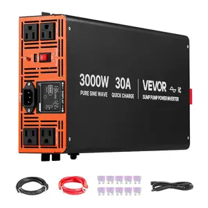 VEVOR 2000W Sump Pump Battery Backup System, LCD Display, Auto Switches to Battery Inverter Power for Sump Pump, Pure Sine Wave, for Basement Protection Emergency Power Outage, Batteries Not Included