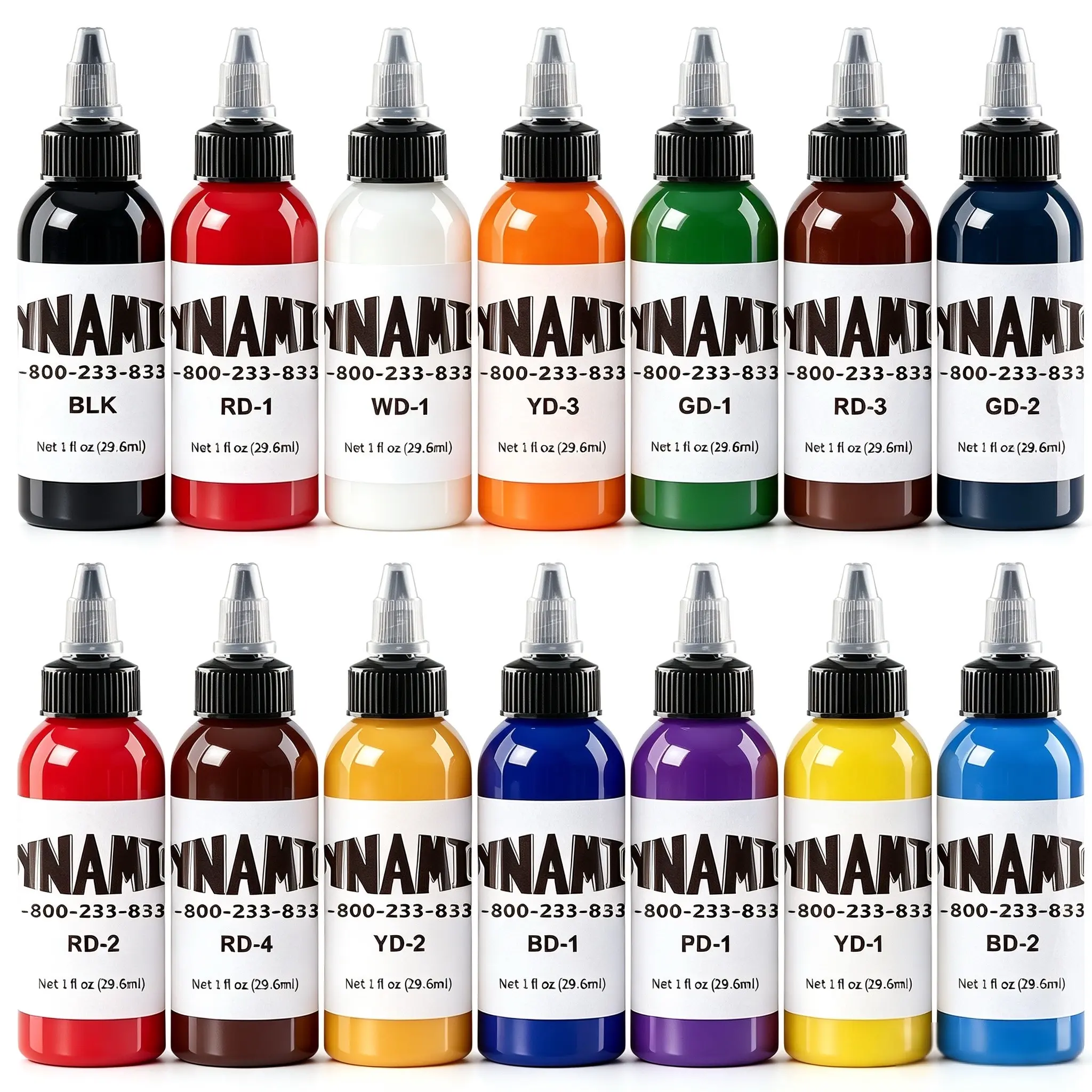 14 Colors Tattoo Ink Set, 1oz 30ml Each Bottle, Professional Water Based Tattoo Pigment Kit, Vegan Non-Toxic Long Lasting Bright Tattoo Paint for Artists and Beginners