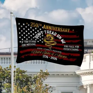 Custom 250th Anniversary House Flag, Don't Tread On Me, Patriotic Decor