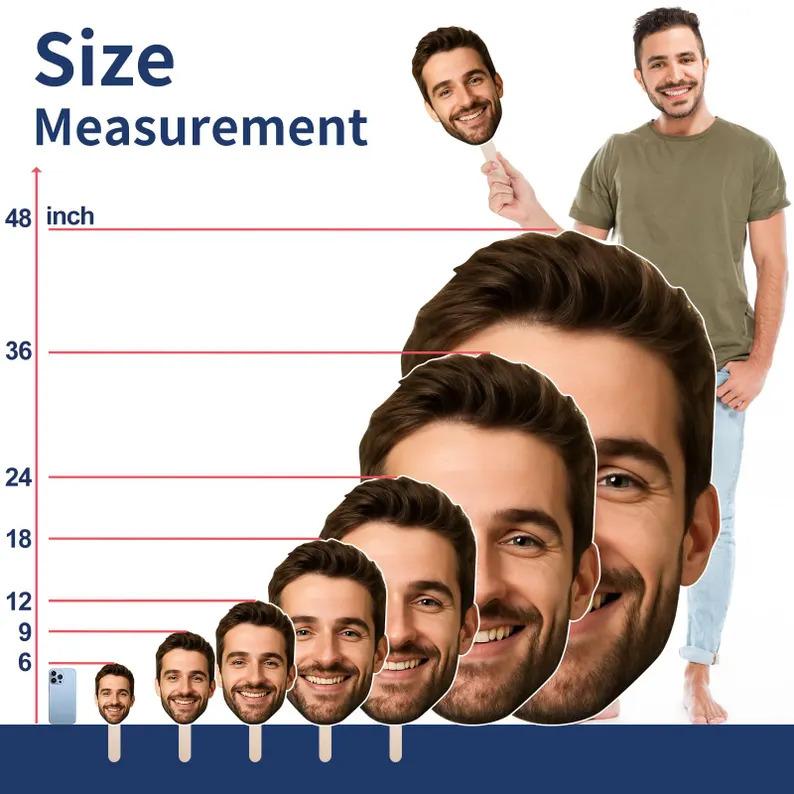Custom Big Head Cutout on a Stick Personalized Face Signs for Wedding Decor Party Birthday Bachelorette 1PC Cardboard Supplies
