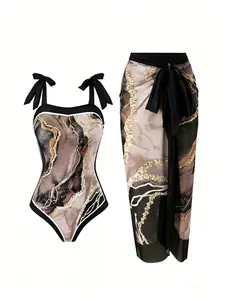 Women's 2-Piece Tummy Control Tankini Outfit - 3 Styles, Tie Shoulder, Custom Strap, High-Waisted Cover-Up Skirt, UV Protection, Quick-Dry Fabric Surfwear for Summer Beach