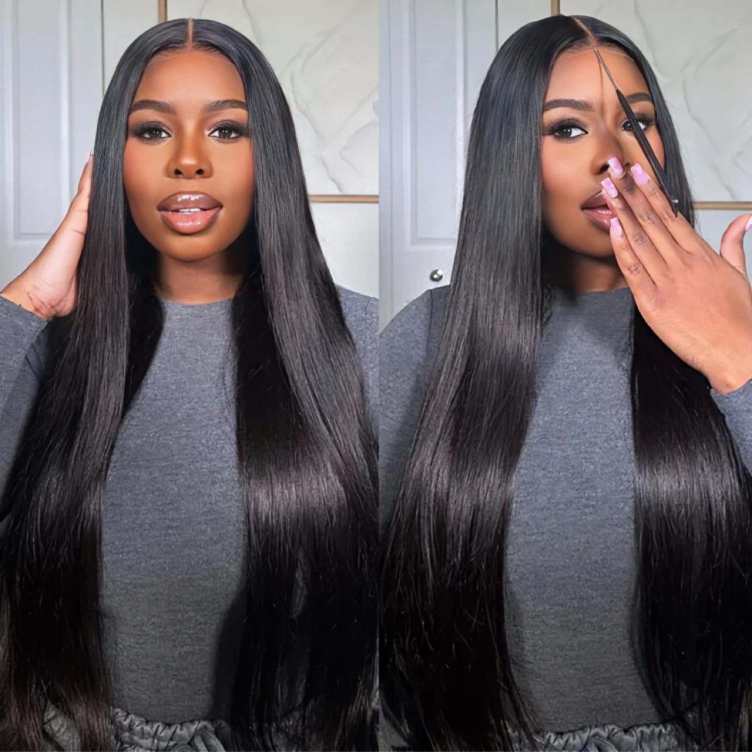5x5 Transparent Lace Wear and Go Glueless Wigs Human Hair Pre Plucked Pre Cut 180 Density Straight Wigs Human Hair Drawstring Wigs For Black Women Beginner Friendly 26inch