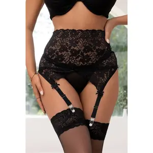 Floral Lace Garter Belt and Panty