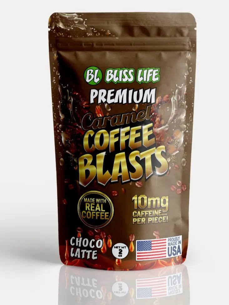 Caramel Coffee Blasts | Choco-Latte | Real Coffee Candy | 10mg Caffeine Per Piece | 2 oz