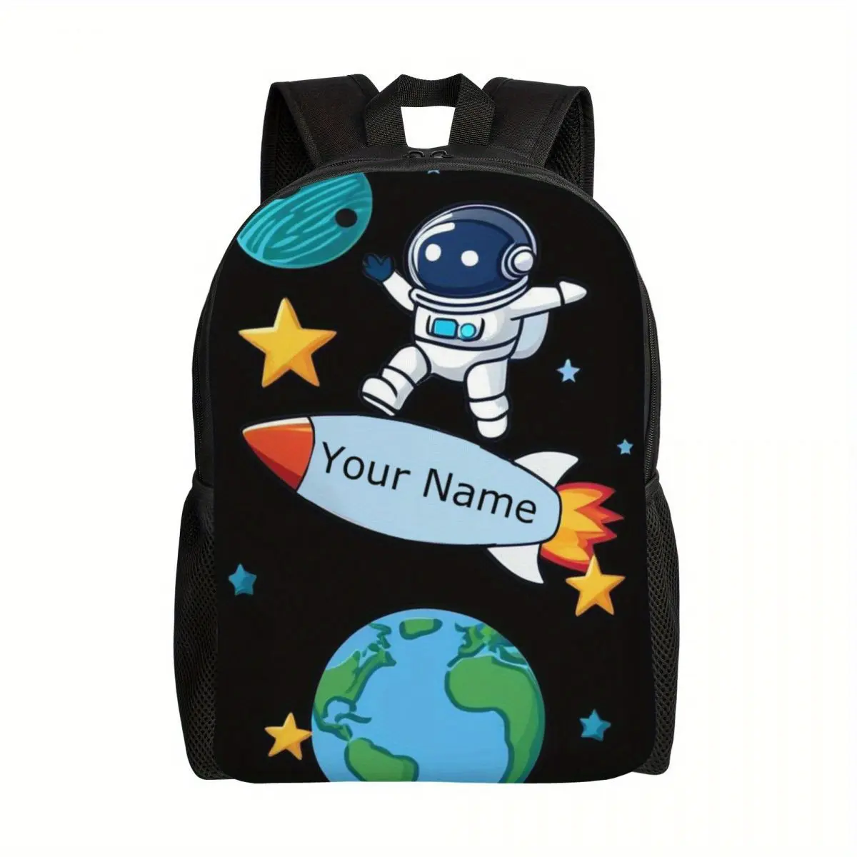 Customized name backpack, personalized to add your name on the rocket backpack, humorous astronaut space daily bag suitable for teenagers, customized shoulder backpack, suitable for school, work, and outdoor activities, designed specifically for teenagers