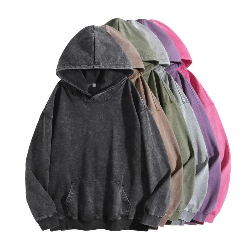 Women's Acid Wash Cotton Hoodie, Minimalist Baggy Longsleeve Sweatshirt with a Kangaroo Pocket and Ribbed Details, Style, Fit, Fashion, Longsleeves, Loose, Pullover, Washed, Casual, Oversized, Tops, Soft Cotton