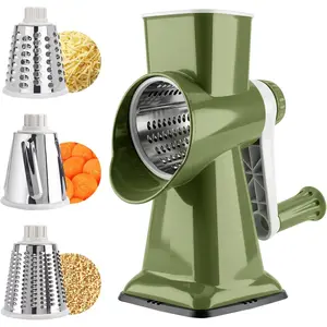 Cheese Grater & Cheese Shredder Hand Crank, Manual Cheese Grater for Veggies, 3-Blade Grater, Home Kitchen Appliances & Kitchen Gadgets