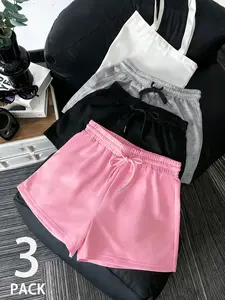 Popular TikTok 3-piece casual shorts, Womenswear, Soft, stretchy, and breathable, with an elastic drawstring waist, Perfect for cozy nights, relaxed days, or simple everyday outings, Available in a variety of colors, comfy loungewear