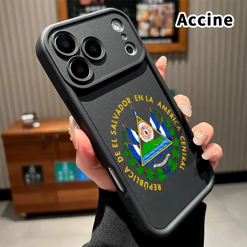 Phone Case for iPhone 17 Pro Max 16 15 14 Plus 13 12 Mini 11 XR X XS Air E El Salvador Emblem Patterned Soft TPU Bumper Shockproof Rugged Cellphone Cover Gift
