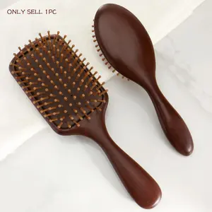 Natural Sandalwood Folding Comb, Grooming Tool, Styling Brush, Detangling Hairbrush, Soft Cushion Design, Anti-Static, Heat Resistant, Long Handle, Ideal for Home Use, Unisex Gift