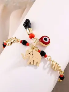 Evil Eye Elephant Charm Bracelet, Boho Style, Adjustable Wrist Jewelry for Women, Stylish Accessory for Daily Wear