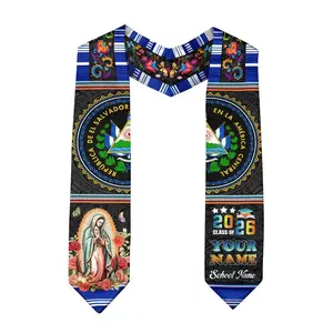 Custom Class of 2026 Senior Sash, Personalized Salvadoran Heritage Graduation Stole 2026, Latin Pride Graduation Scarf Gift
