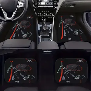 4-Piece set of animation samurai design car floor mats - full coverage all-weather polyester non-slip, suitable for SUV cars, unique gifts for car lovers, printing, durable materials, car interiors, Car accessories