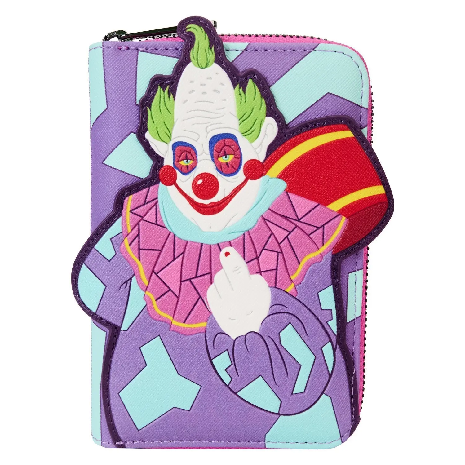 Loungefly Killer Klowns From Outer Space Jumbo Women's Cosplay Zip-Around Wallet, Faux Leather Cartoon with Glow-in-the-Dark Details, Figure, Character-Based Women's Wallets, Casual, Graphic, Everyday Carry, Lightweight, Collectibles, Circus
