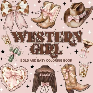 Western Cowgirl Coloring Book for Adults Coloring Book Western Theme Fun & Retro Illustrations for Relaxation and Stress Relief