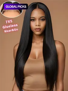 28 Inch Long Straight Synthetic Lace Front Wig for Women, Gorgeous Fluffy No-Bangs Glueless Frontal Wig for Parties and Daily Use, Glueless Ready to wear wig