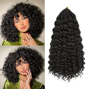 Gogo Curl Crochet Hair Pure Protein Fiber Close to Human Hair 12 Inch 8 Packs Pre twisted Curly Crochet Hair for Women Deep Ocean Water Wave Beach Curl Twist Braiding Hair Extensions (12inch 1B)
